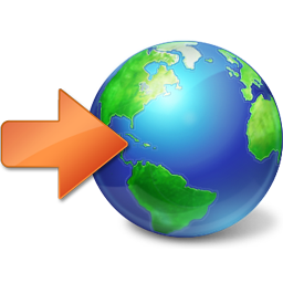 a windows vista icon of a globe with an arrow
